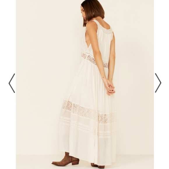 Free People Xs/S NWT Clara Maxi Dress Ivory Off White Lace pocket Delicate Loose - Picture 7 of 16